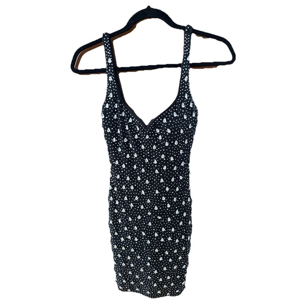 Windsor Marilyn V-Neck Bodycon Party Mini Dress Moderate Stretch Mesh Lined XS